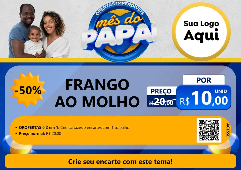 Modelo de Cartaz para Cartaz A4 Horizontal com o tema Ofertas Imperdíveis Mês Do Papai para Restaurante