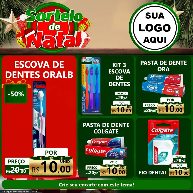 Modelo de Rede Social para Feed Facebook com o tema Sorteio de Natal para Higiene Pessoal
