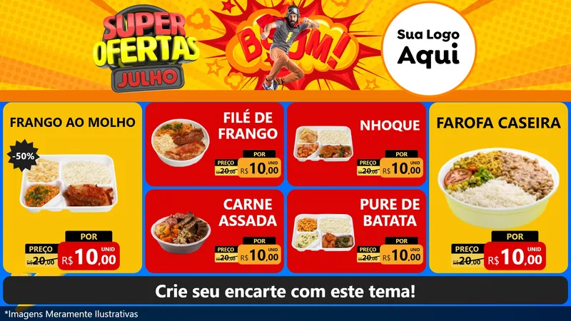 Modelo de TV para TV Horizontal com o tema Super Ofertas Julho para Restaurante
