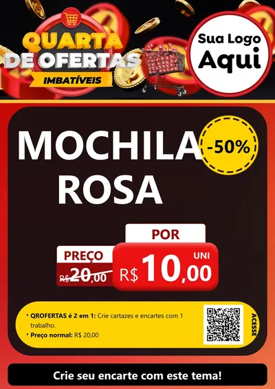 Modelo de Cartaz para Cartaz A4 Vertical com o tema Quarta de Ofertas Imbatíveis para Papelaria