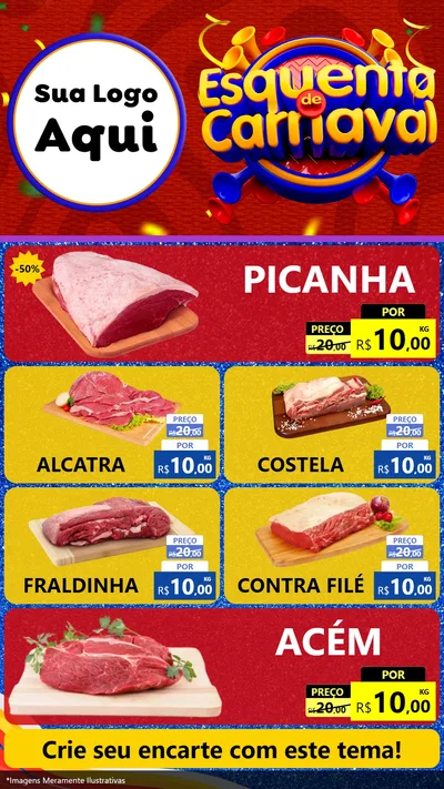 Modelo de TV para TV Vertical com o tema Esquenta de Carnaval para Açougue