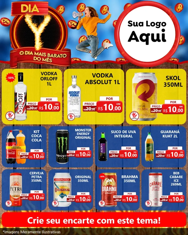 Modelo de Rede Social para Feed Instagram com o tema Dia Y - O Dia Mais Barato Do Mês para Distribuidora de bebidas