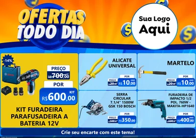 Modelo de Encarte para Encarte A4 Horizontal com o tema Ofertas Todo Dia para Maquinas e Ferramentas