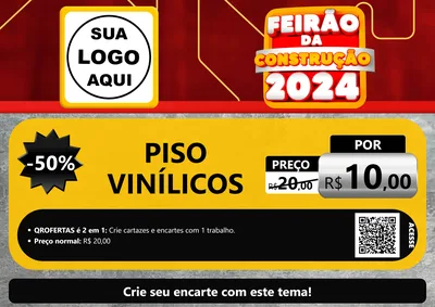 Modelo de Cartaz para Cartaz A4 Horizontal com o tema Feirão da Construção 2024 para Material para Construção