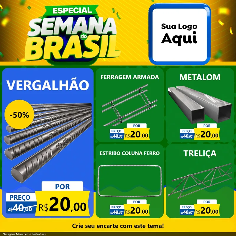 Modelo de Rede Social para Feed Facebook com o tema Especial Semana do Brasil para Ferragens