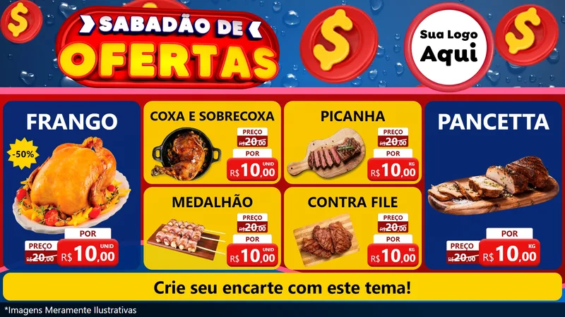 Modelo de TV para TV Horizontal com o tema Sabadão de Ofertas para Assados