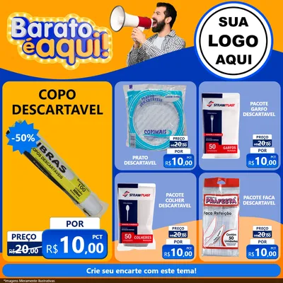 Modelo de Rede Social para Feed Facebook com o tema Barato é aqui para Embalagens