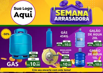 Modelo de Encarte para Encarte A4 Horizontal com o tema Semana Arrasadora para Água e gás