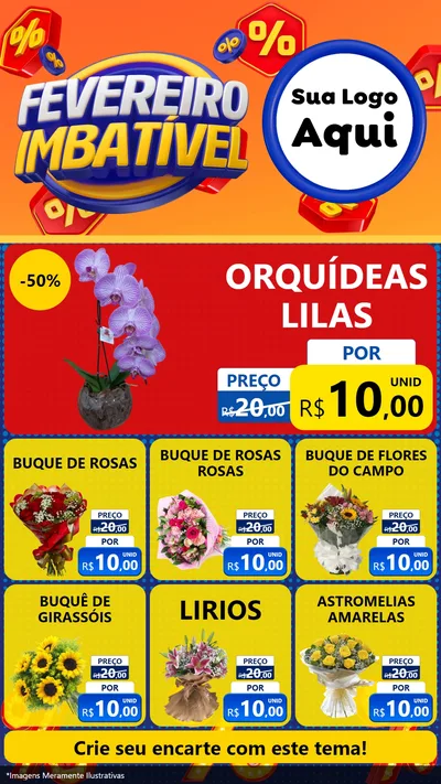 Modelo de Rede Social para Stories com o tema Fevereiro Imbatível para Floricultura e jardim