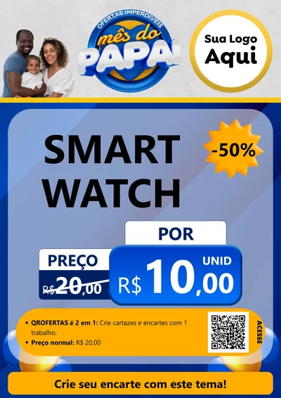 Modelo de Cartaz para Cartaz A4 Vertical com o tema Ofertas Imperdíveis Mês Do Papai para Informática