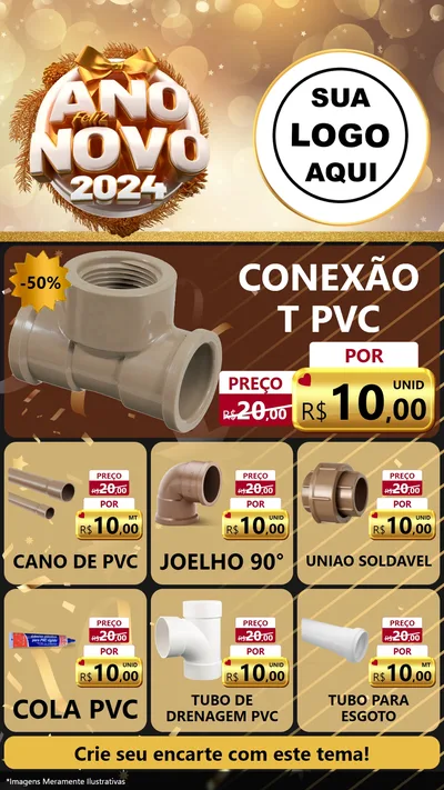 Modelo de Rede Social para Stories com o tema Feliz Ano Novo 2027 para Tubos e conexões