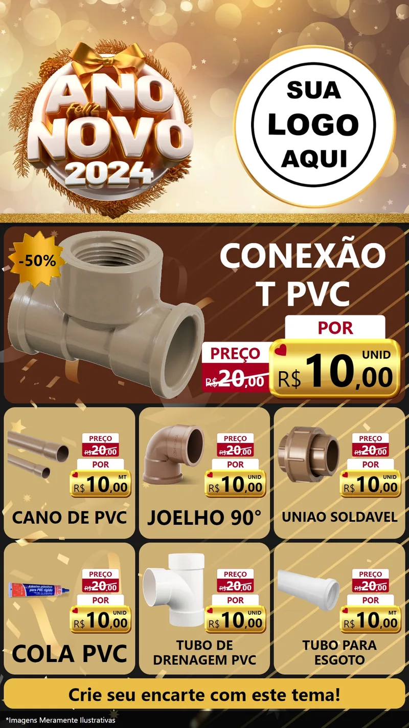 Modelo de Rede Social para Stories com o tema Feliz Ano Novo 2027 para Tubos e conexões