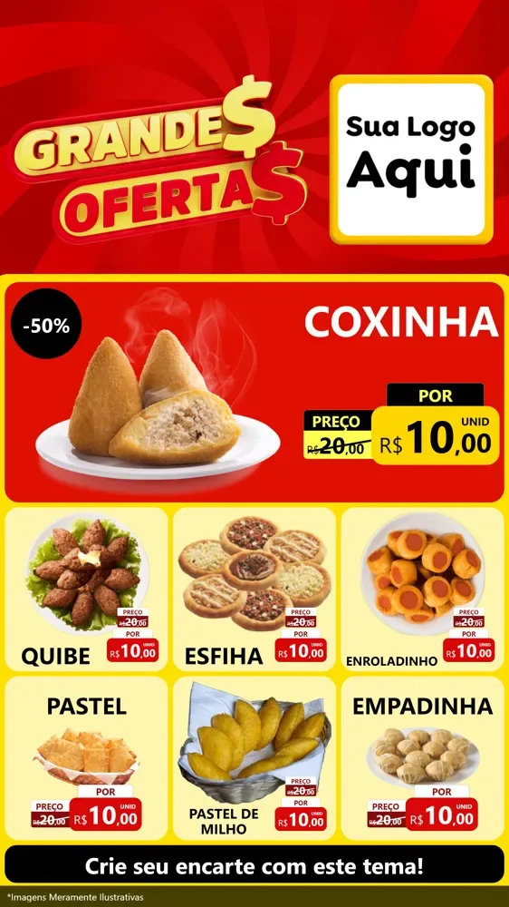 Modelo de Rede Social para Stories com o tema Grandes Ofertas para Salgadaria