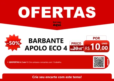 Modelo de Cartaz para Cartaz A4 Horizontal com o tema Ofertas Vermelho Cartaz para Armarinho e Aviamentos