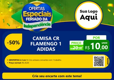 Modelo de Cartaz para Cartaz A4 Horizontal com o tema Ofertas Especiais Feriado da Independência para Roupas e acessórios