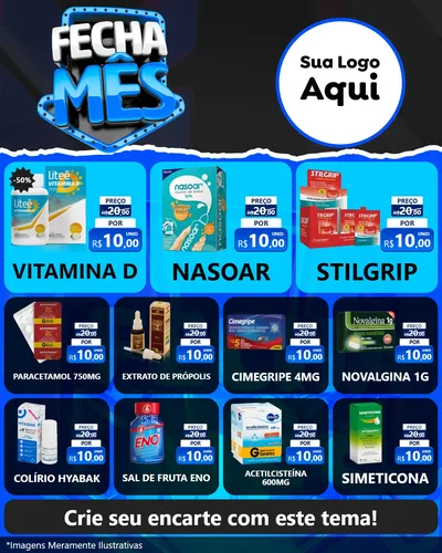 Modelo de Rede Social para Feed Instagram com o tema Fecha Mês para Farmácia
