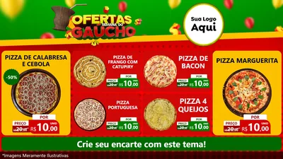 Modelo de TV para TV Horizontal com o tema Ofertas Semana Do Gaúcho para Pizzaria