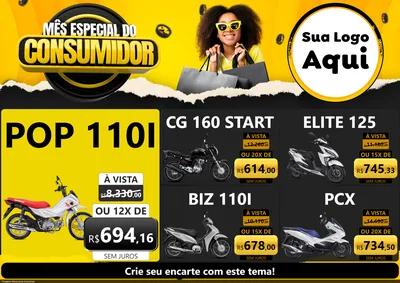 Modelo de Encarte para Encarte A4 Horizontal com o tema Mês Especial do Consumidor para Concessionaria de Motos