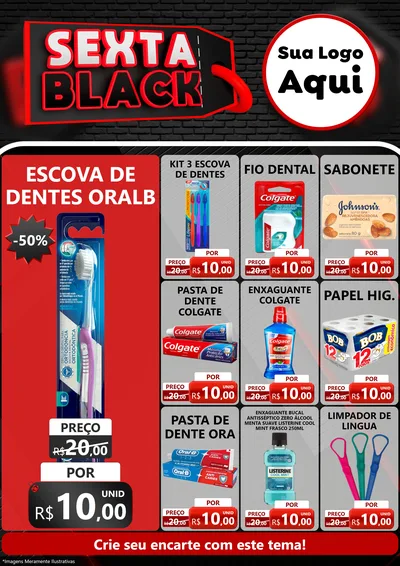 Modelo de Encarte para Encarte A4 Vertical com o tema Sexta Black para Higiene Pessoal