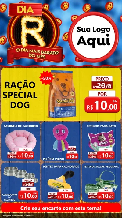 Modelo de Rede Social para Stories com o tema Dia R - O Dia Mais Barato Do Mês para Pet Shop