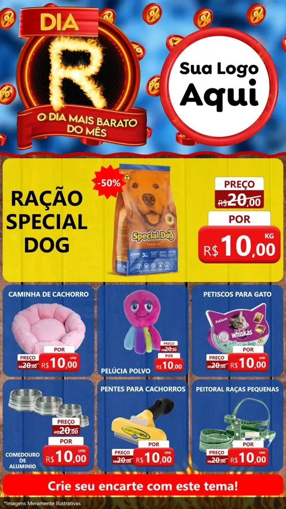 Modelo de Rede Social para Stories com o tema Dia R - O Dia Mais Barato Do Mês para Pet Shop