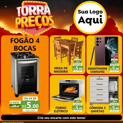 Modelo de Rede Social para Feed Facebook com o tema Torra Preços para Móveis e Eletro