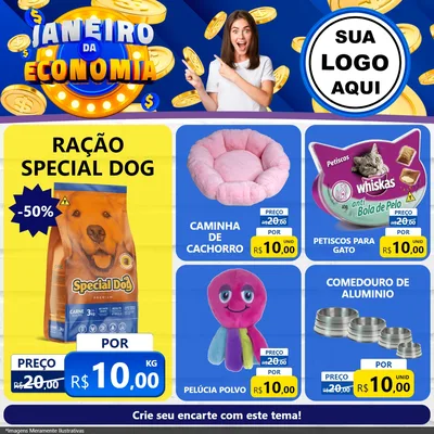 Modelo de Rede Social para Feed Facebook com o tema Janeiro da Economia para Pet Shop