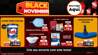 Modelo de TV para TV Horizontal com o tema Black November para Produtos para Piscina
