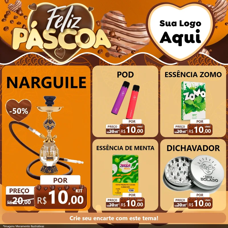 Modelo de Rede Social para Feed Facebook com o tema Feliz Páscoa para Tabacaria