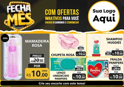 Modelo de Encarte para Encarte A4 Horizontal com o tema Fecha Mês para Bebês