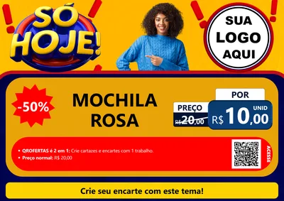 Modelo de Cartaz para Cartaz A4 Horizontal com o tema Só Hoje! para Papelaria