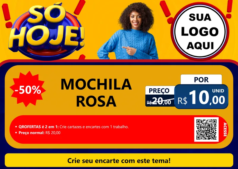 Modelo de Cartaz para Cartaz A4 Horizontal com o tema Só Hoje! para Papelaria