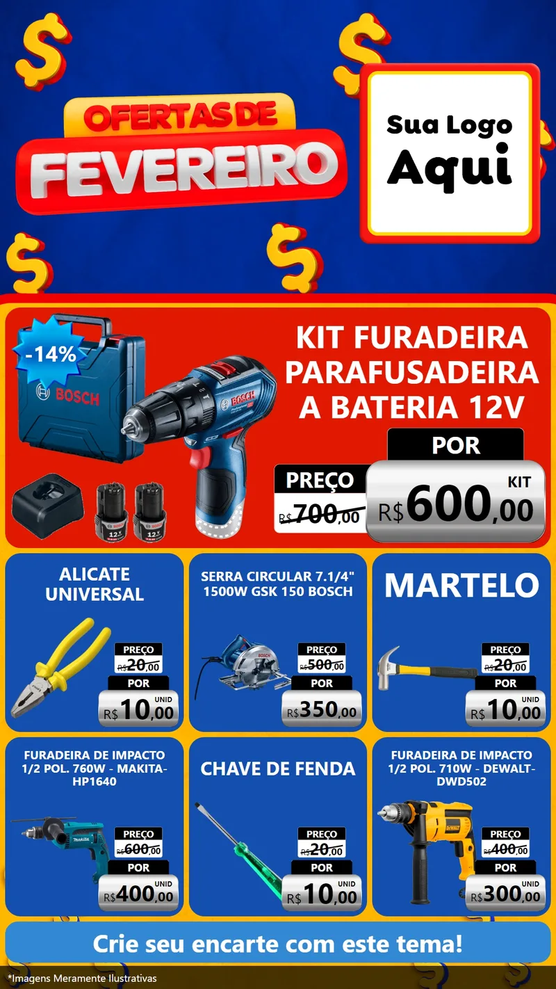 Modelo de Rede Social para Stories com o tema Ofertas de Fevereiro para Maquinas e Ferramentas