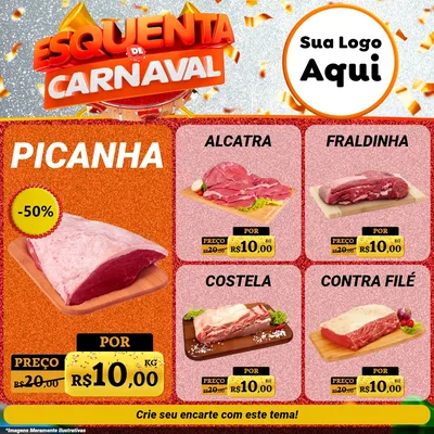 Modelo de Rede Social para Feed Facebook com o tema Esquenta de Carnaval para Açougue