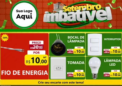 Modelo de Encarte para Encarte A4 Horizontal com o tema Setembro Imbatível para Materiais Elétricos
