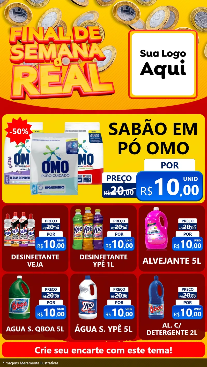 Modelo de Rede Social para Stories com o tema Final de Semana do Real para Produtos de Limpeza