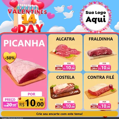 Modelo de Rede Social para Feed Facebook com o tema Valentine's Day para Açougue