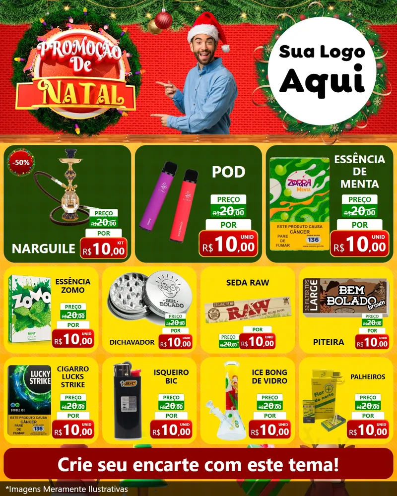 Modelo de Rede Social para Feed Instagram com o tema Promoção de Natal para Tabacaria