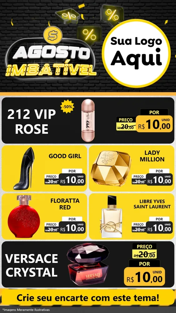 Modelo de TV para TV Vertical com o tema Agosto Imbatível para Perfumes