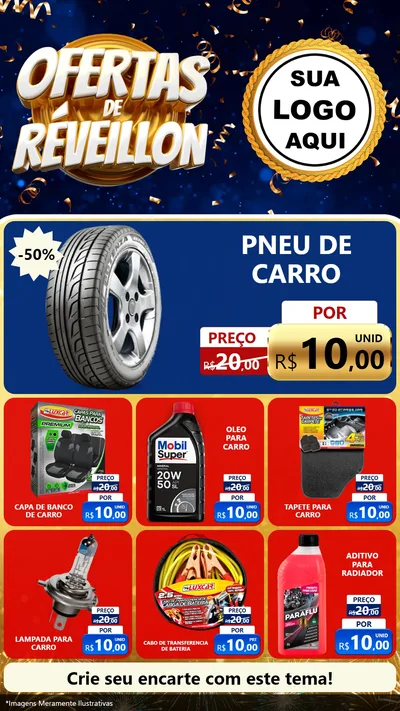 Modelo de Rede Social para Stories com o tema Ofertas de Réveillon para Auto peças