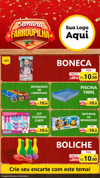 Modelo de TV para TV Vertical com o tema Semana Farroupilha para Brinquedos