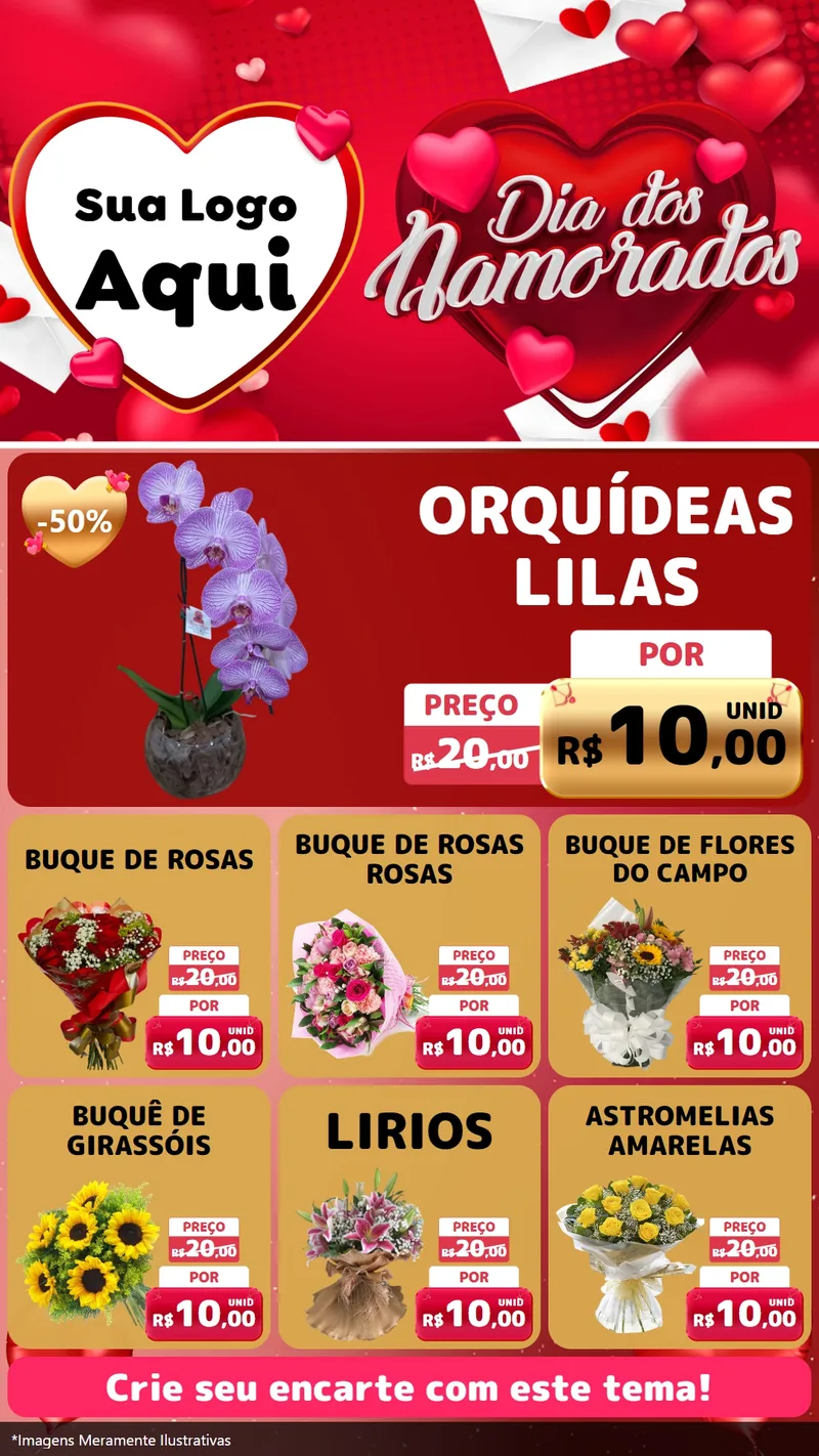 Modelo de Rede Social para Stories com o tema Dia Dos Namorados para Floricultura e jardim