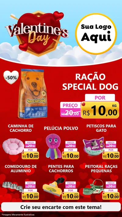 Modelo de Rede Social para Stories com o tema Valentine's Day para Pet Shop