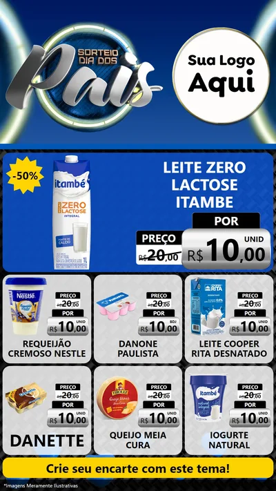 Modelo de Rede Social para Stories com o tema Sorteio Dia Dos Pais para Frios e Laticínios