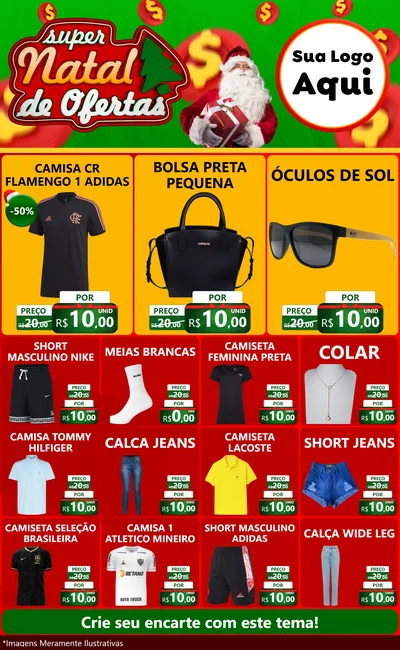 Modelo de Encarte para Encarte Grande com o tema Super Natal de Ofertas para Roupas e acessórios
