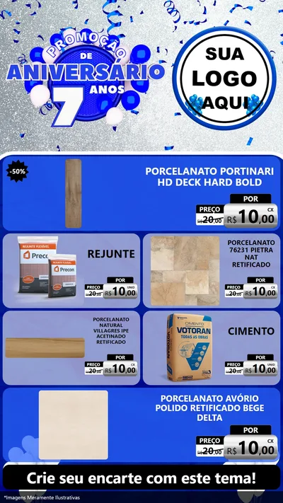 Modelo de TV para TV Vertical com o tema Promoção de Aniversário - 7 Anos para Pisos e revestimentos