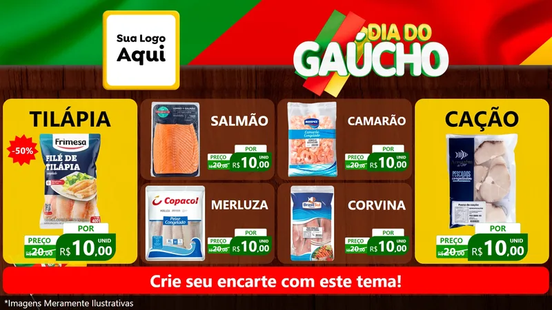 Modelo de TV para TV Horizontal com o tema Dia do Gaúcho para Peixaria