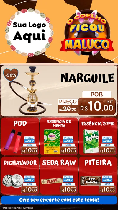 Modelo de Rede Social para Stories com o tema O Coelho Ficou Maluco - Páscoa para Tabacaria
