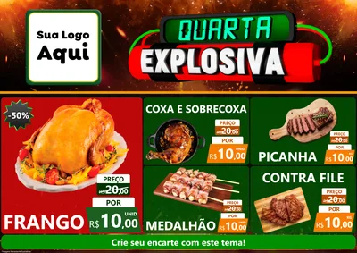 Modelo de Encarte para Encarte A4 Horizontal com o tema Quarta Explosiva para Assados