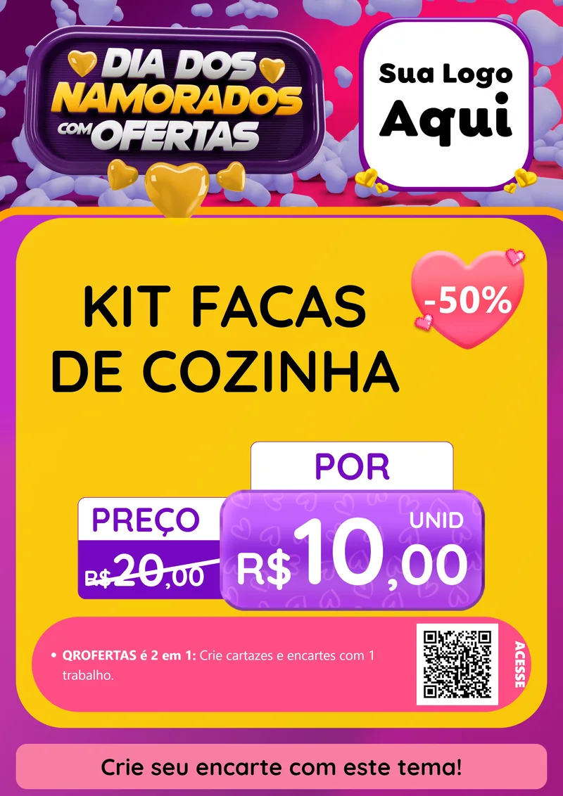 Modelo de Cartaz para Cartaz A4 Vertical com o tema Dia Dos Namorados Com Ofertas para Utilidades Domésticas